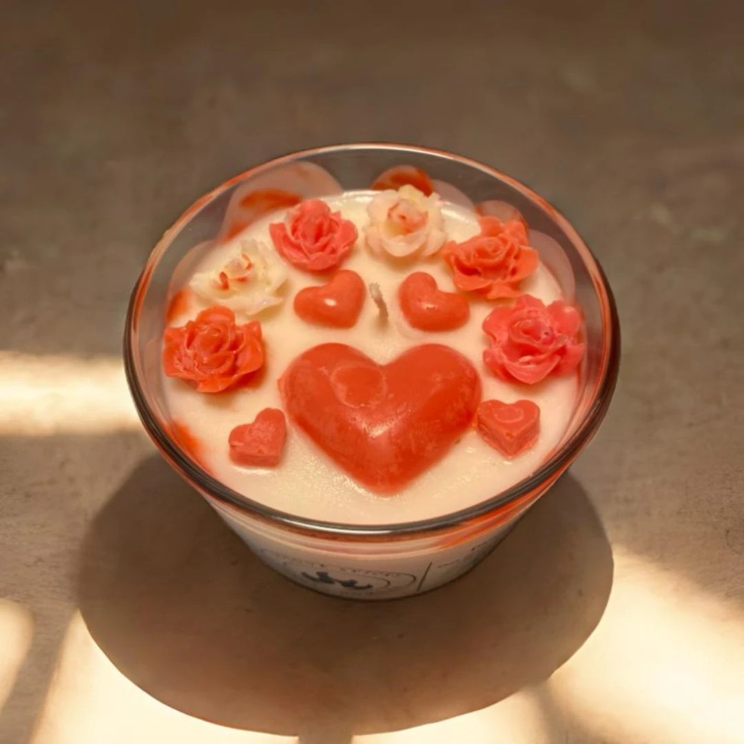 Valentýnská sójová svíčka handmade