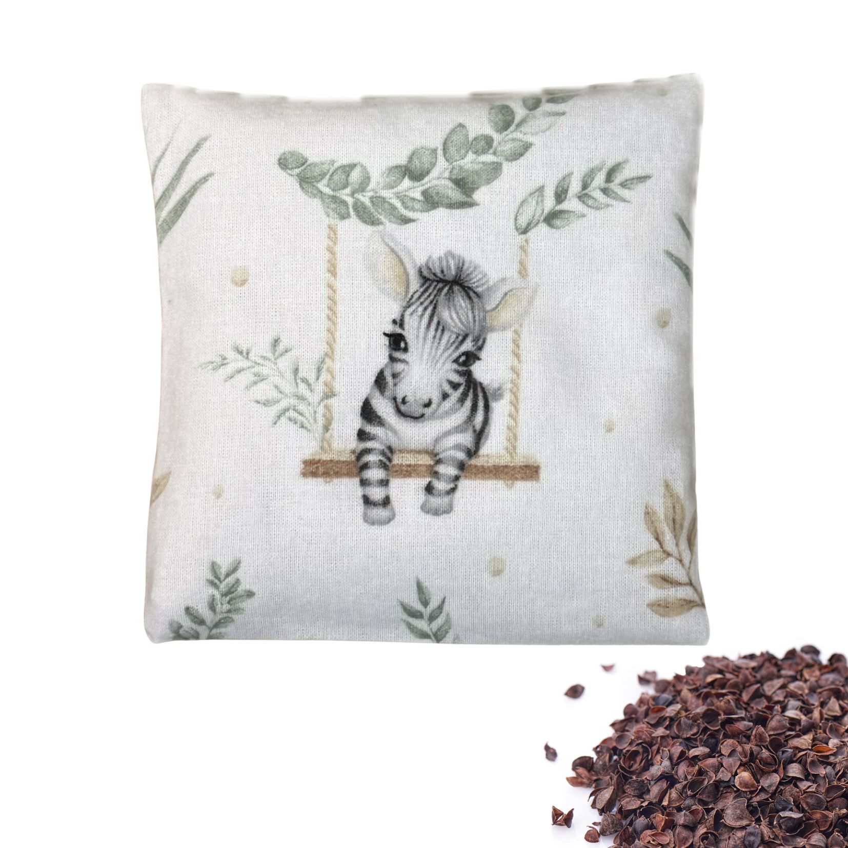 Dětský nahřívací polštář zebra s pohankou