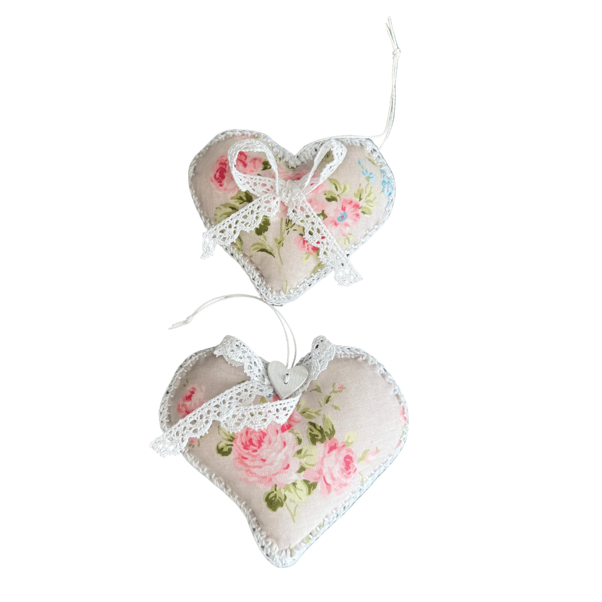 Látková srdíčka květiny