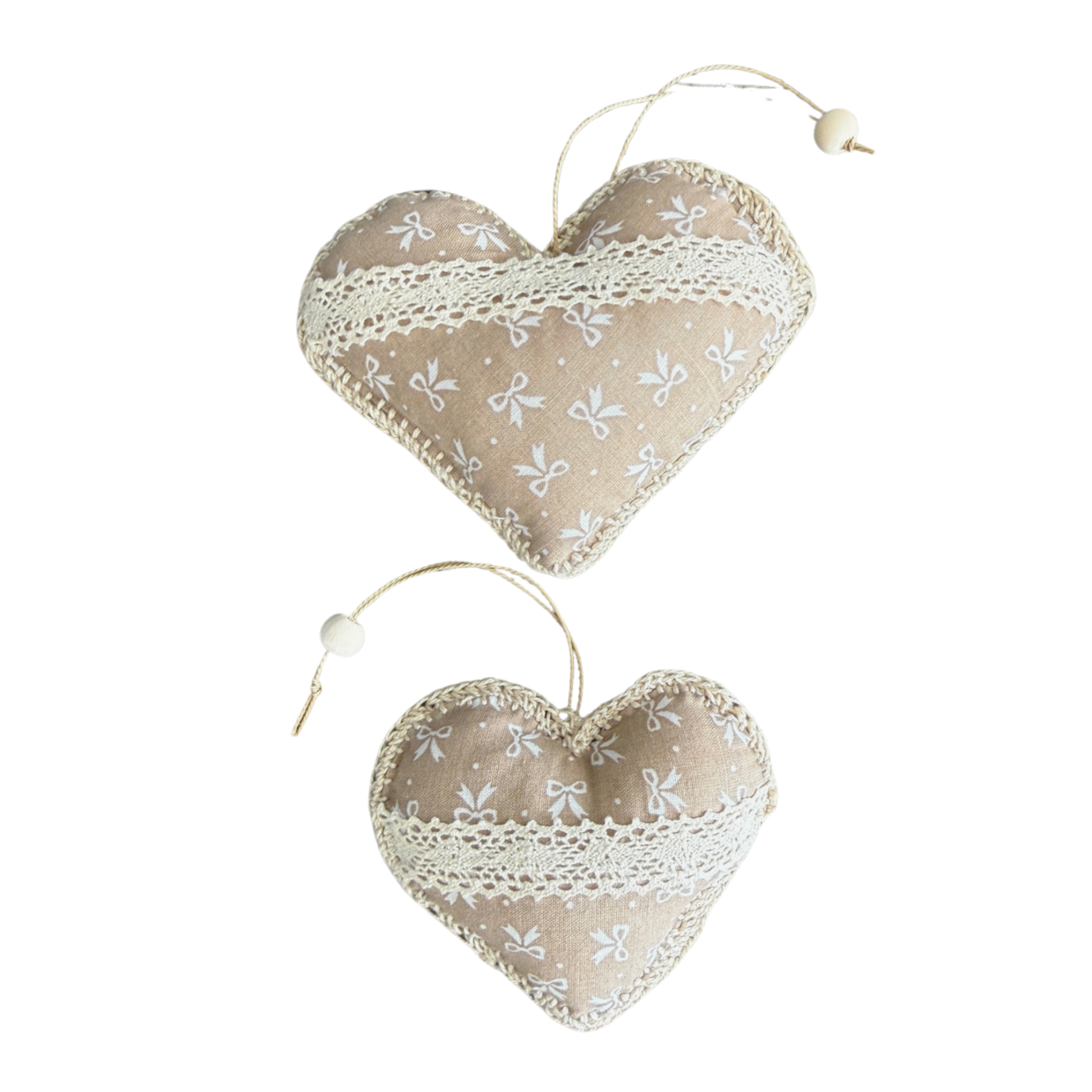 Látková srdíčka s motivem mašlí